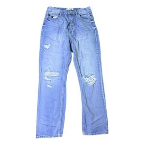 Kan Can Jeans Women's Light Wash Distressed Straight Leg Size 9 28